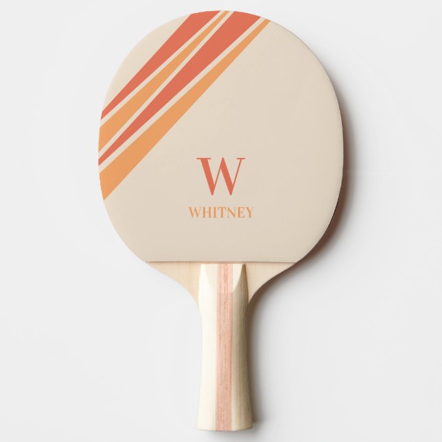Retro Stripes Monogramm Tischtennis Schläger (Vorderseite)