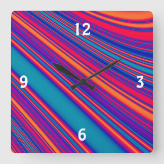 Retro Stripes Quadratische Wanduhr