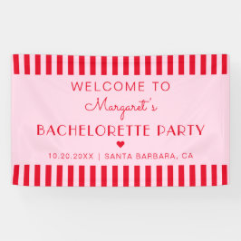 Retro Stripes Red & Pink Junggeselinnen-Abschied Banner