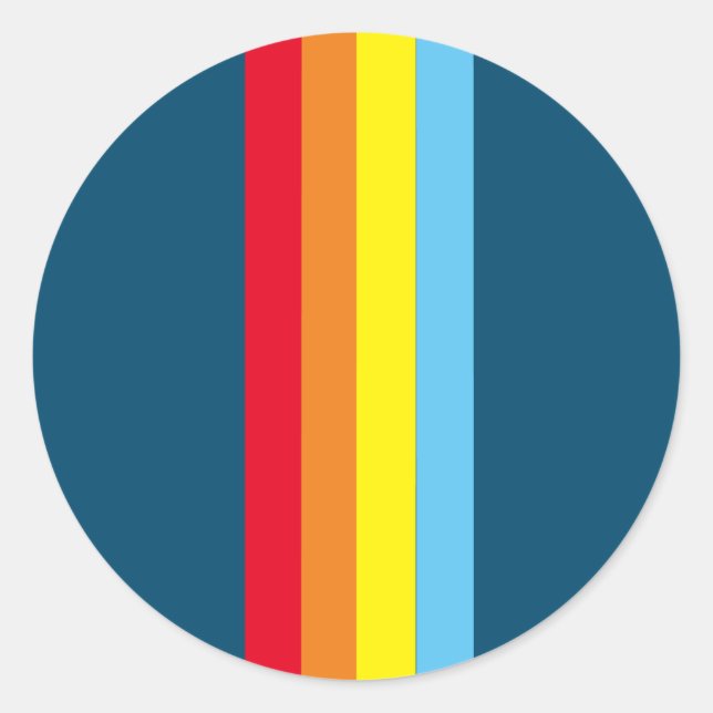 Retro Stripes Round Stickers (Navy Blue Multi) (Vorderseite)