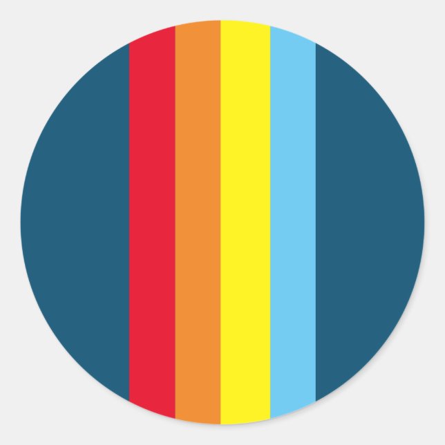 Retro Stripes Round Stickers (Navy Blue Multi) (Vorderseite)