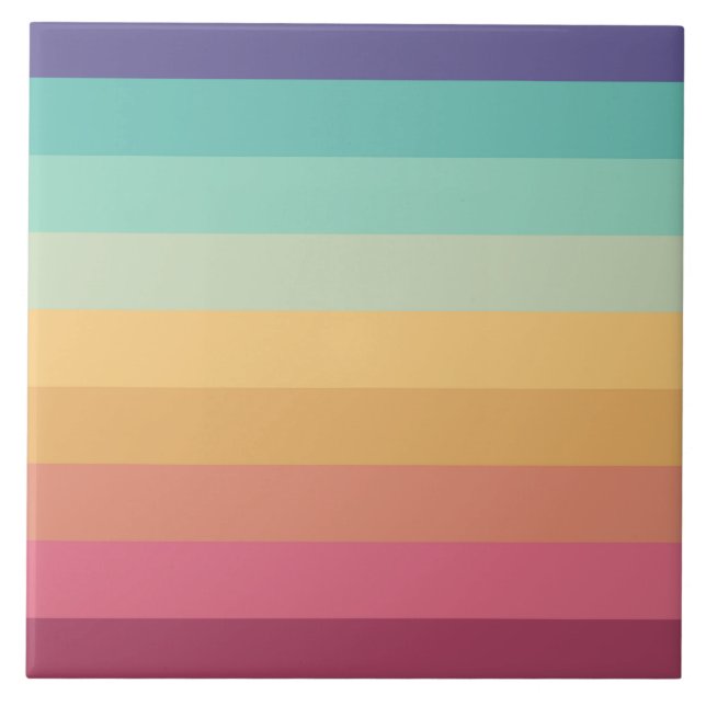 Retro Stripes Stilvolle Linien Stripter 70er 80er  Fliese (Vorderseite)