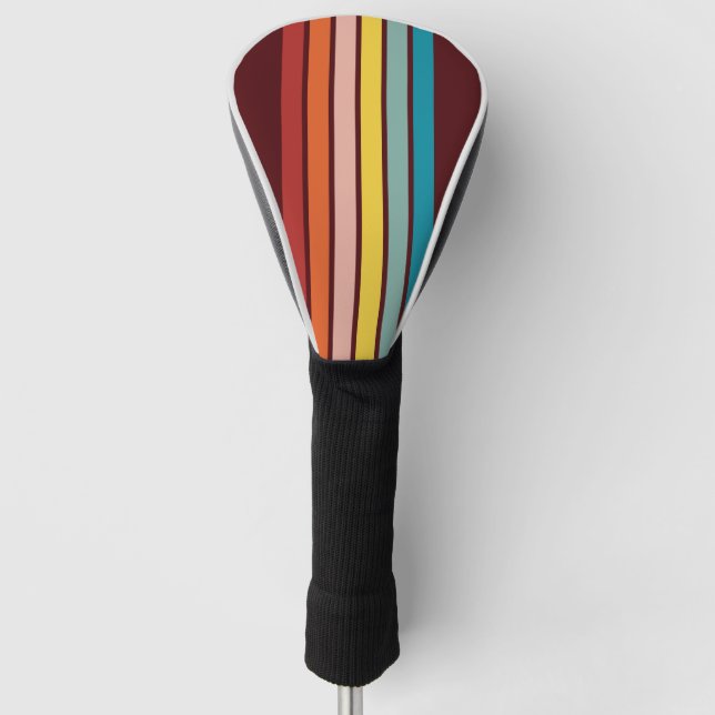 Retro Stripes Stilvolle Linien Stripter 70er 80er  Golf Headcover (Vorderseite)