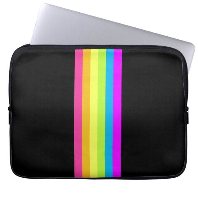 Retro Stripes Tablet Case (Black & Neon Multi) (Vorderseite)