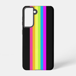Retro Stripes Telefongehäuse (Schwarz & Neon Multi Samsung Galaxy Hülle