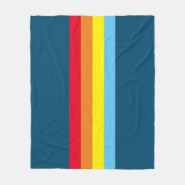 Retro Stripes Throw Blanket (Navy Blue Multi) Fleecedecke