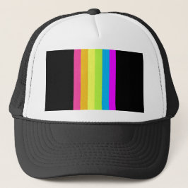 Retro Stripes Trucker Hat (Black & Neon Multi) Truckerkappe