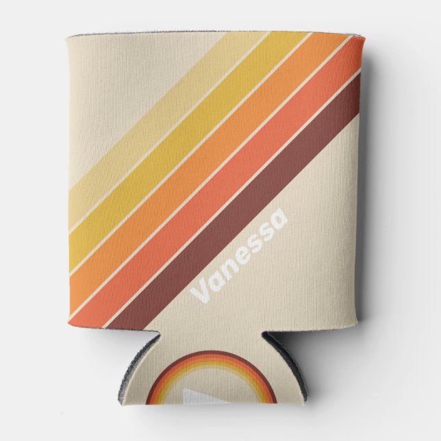 Retro Stripes with Name Dosenkühler (Vorderseite)