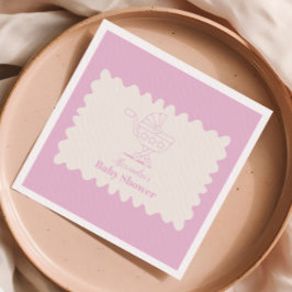 Retro Stroller Sketch Doodle Kinderdusche Serviette