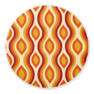 Retro-Stundenglas Ogee in Orange, Gelb und Rot Keramikknauf
