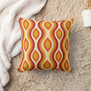 Retro-Stundenglas Ogee in Orange, Gelbes Muster Kissen