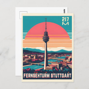 Retro Stuttgart Fernsehturm Fernsehturm - deutsche Postkarte