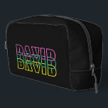 Retro style 80s neon text personalized toiletry waschbeutel<br><div class="desc">Retro style 80s neon text personalized toiletry bag dopp kit. Add custom name. Cool gift idea for men and women.</div>