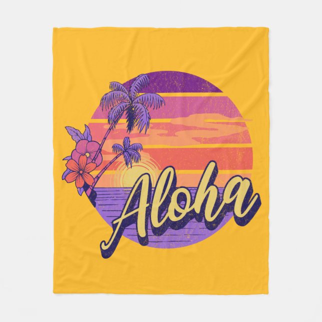 Retro-Style "Aloha"-Textdesign Fleecedecke (Vorderseite)