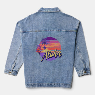 Retro-Style "Aloha"-Textdesign Jeansjacke