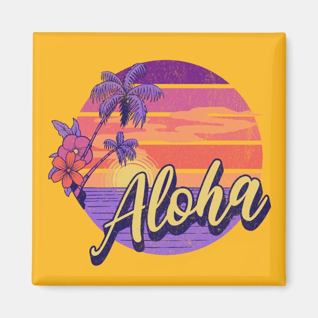 Retro-Style "Aloha"-Textdesign Magnet (Vorne)