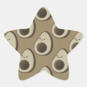 Retro-Style Avocado-Muster Stern-Aufkleber