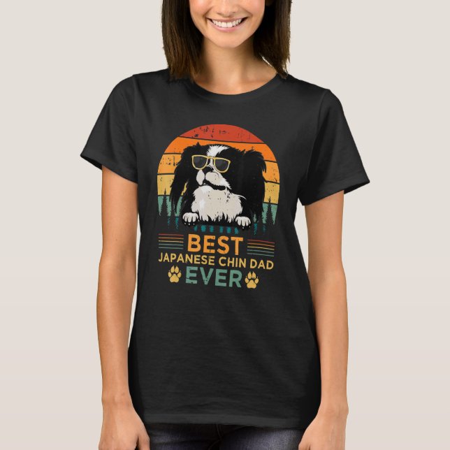 Retro Style Bester japanischer Chin Vater je Vater T-Shirt (Vorderseite)