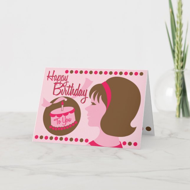 Retro Style Birthday Girl - Grußkarte Karte (Vorderseite)