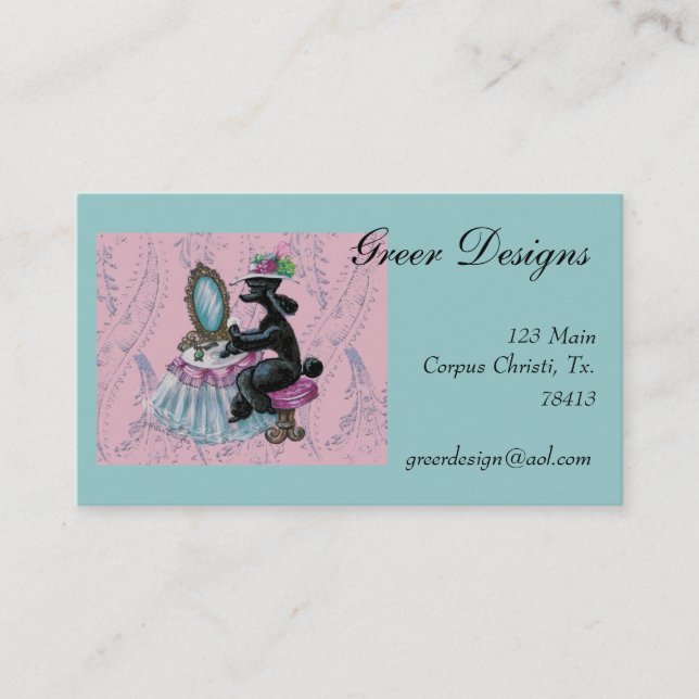Retro Style Black Poodle Boudoir Business Cards Visitenkarte (Vorderseite)
