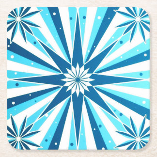 Retro Style Blue Starburst Paper Coaster Rechteckiger Pappuntersetzer