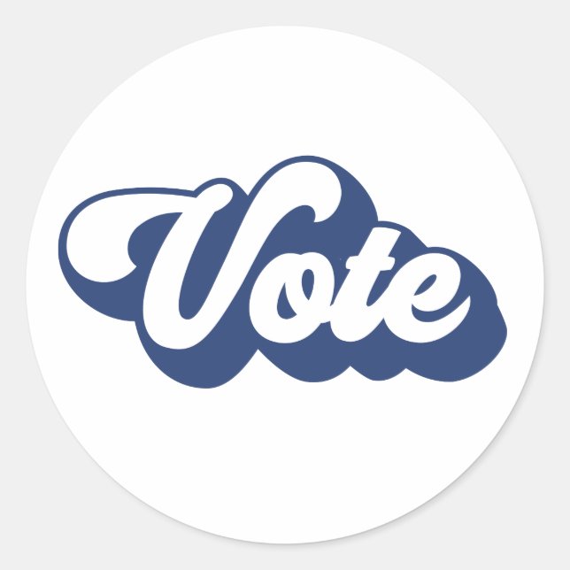 Retro Style blue Vote Sticker (Vorderseite)