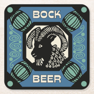 Retro style Bock bière carré et Dessous de verre p