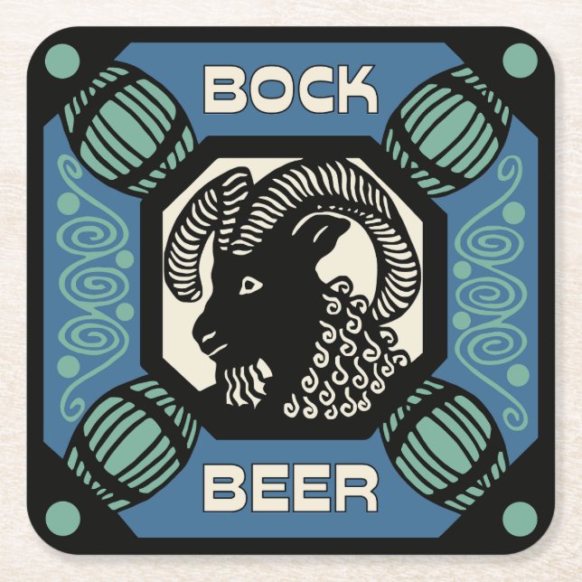 Retro style Bock bière carré et Dessous de verre p (Devant)