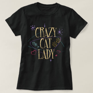 Retro Style Crazy Cat Lady Dark T - Shirt