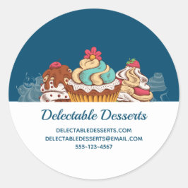 Retro Style Cupcakes Sweet Dessert Business Runder Aufkleber