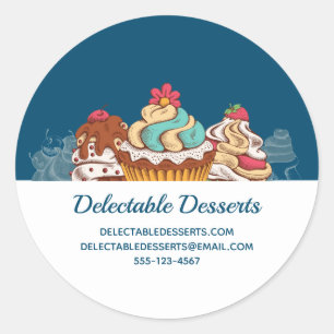 Retro Style Cupcakes Sweet Dessert Business Runder Aufkleber