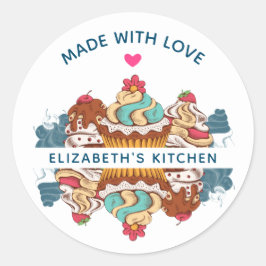 Retro Style Cupcakes Sweet Dessert Kitchen Runder Aufkleber