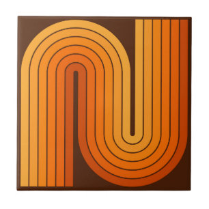 Retro-Style der 1970er Jahre gebogene Streifen geo Fliese