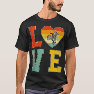 Retro Style Dirt Bike mit Herz-Grafik Valentine T-Shirt