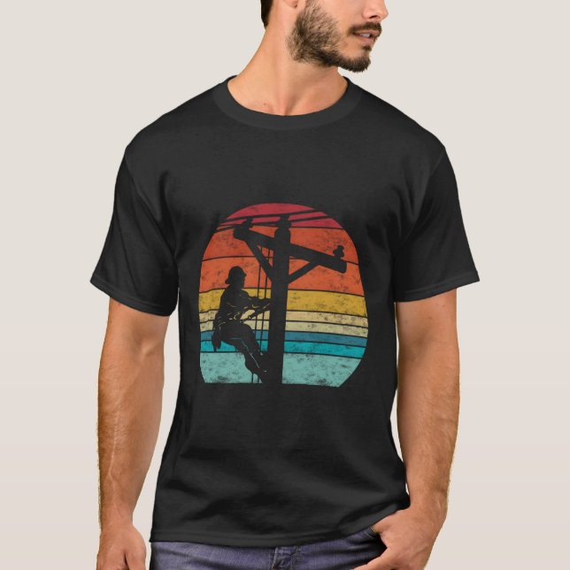 Retro Style Electric Cable Lineman T-Shirt (Vorderseite)