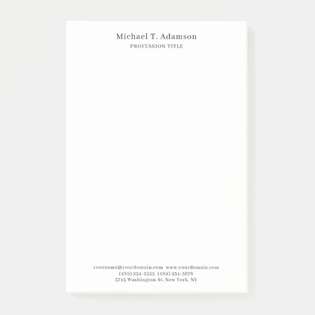 Retro Style Elegant Plain Simple White Post-it Klebezettel (Vorderseite)