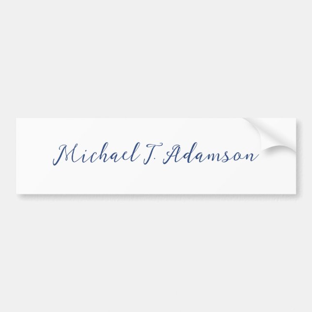 Retro Style Elegant Plain White Calligraphy Name Autoaufkleber (Vorne)