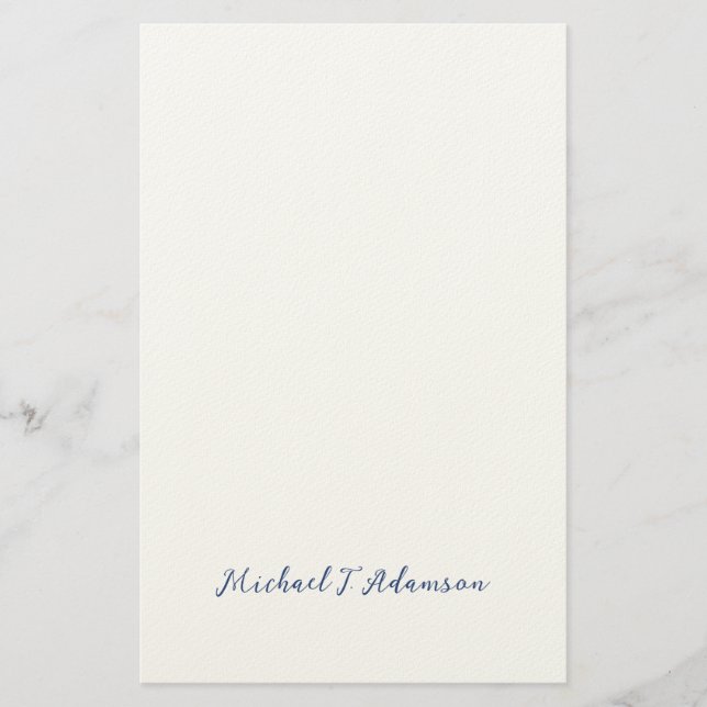 Retro Style Elegant Plain White Calligraphy Name Briefpapier (Vorderseite)