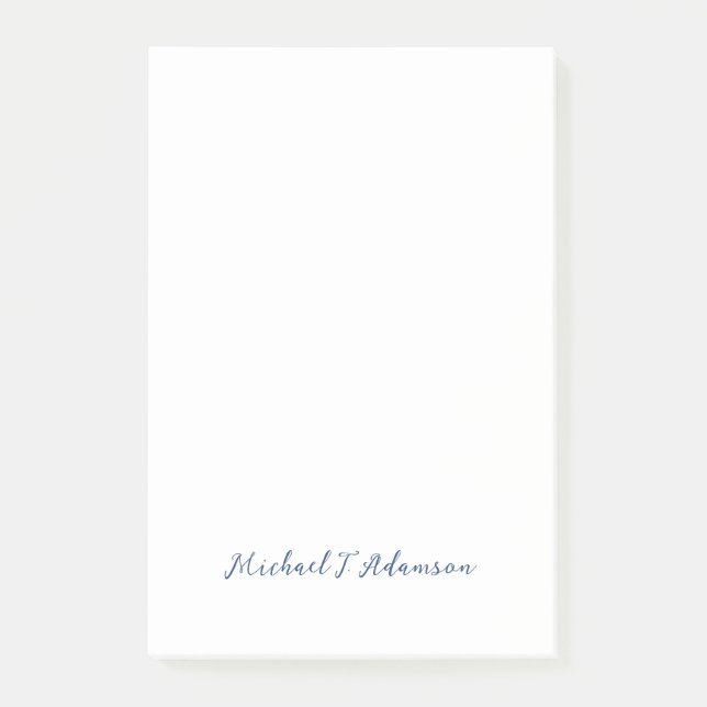 Retro Style Elegant Plain White Calligraphy Name Post-it Klebezettel (Vorderseite)