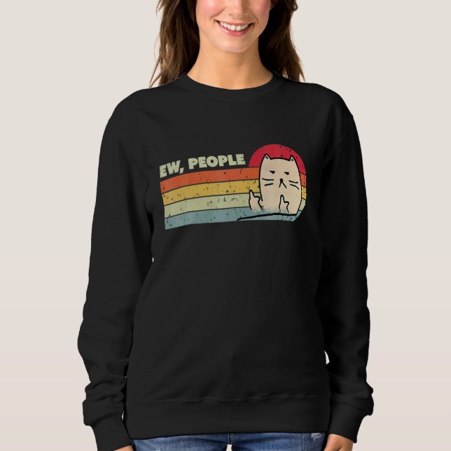 Retro Style Ew People Cat   Cat Sweatshirt (Vorderseite)