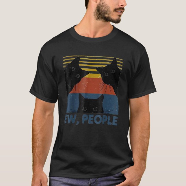 Retro Style Ew, People T-Shirt Funny Cat Introvert (Devant)