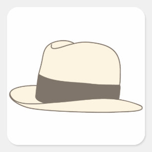 Retro-Style-Fedora-Hipsterhut Quadratischer Aufkleber