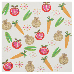 Retro Style Frucht und Gemüse Farbdrucke Stoff
