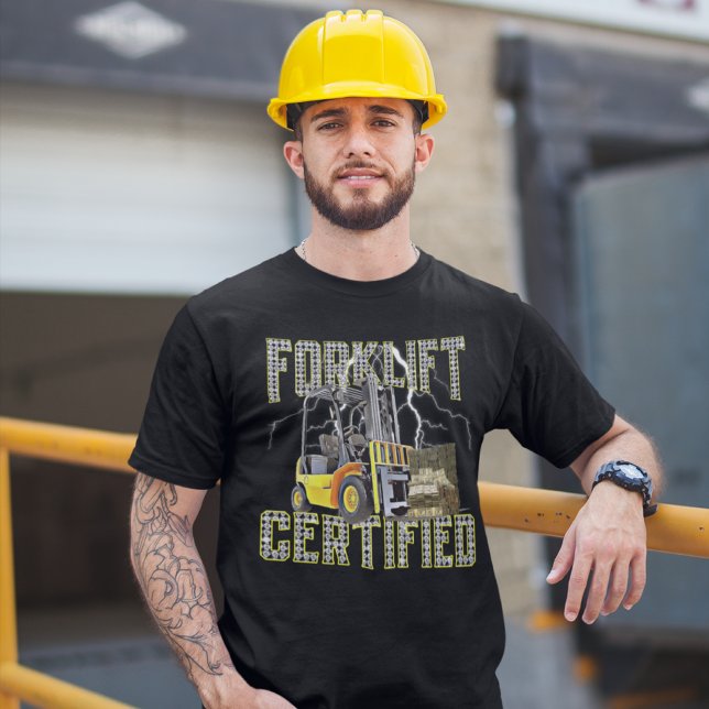 Retro Style Funny Gabelstapler Forklift Certi T-Shirt (Von Creator hochgeladen)