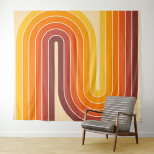 Retro-Style geometrisches Design der 70er Jahre Wandteppich