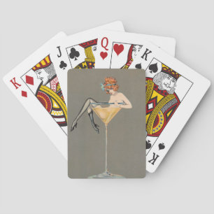 Retro-Style Girl in einem Martini-Glas Spielkarten
