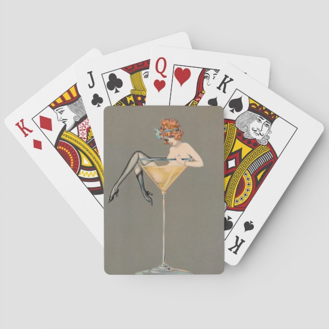 Retro-Style Girl in einem Martini-Glas Spielkarten (Rückseite)