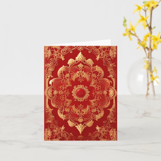 Retro Style Golden Red Karte (Gelbe Blume)