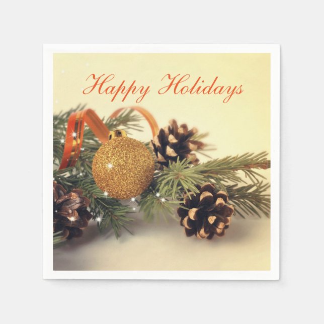 Retro Style Happy Holiday Dekorationen Papier Napk Serviette (Vorderseite)