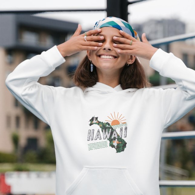 Retro Style Hawaii Silhouette Kids Hoodie (Von Creator hochgeladen)